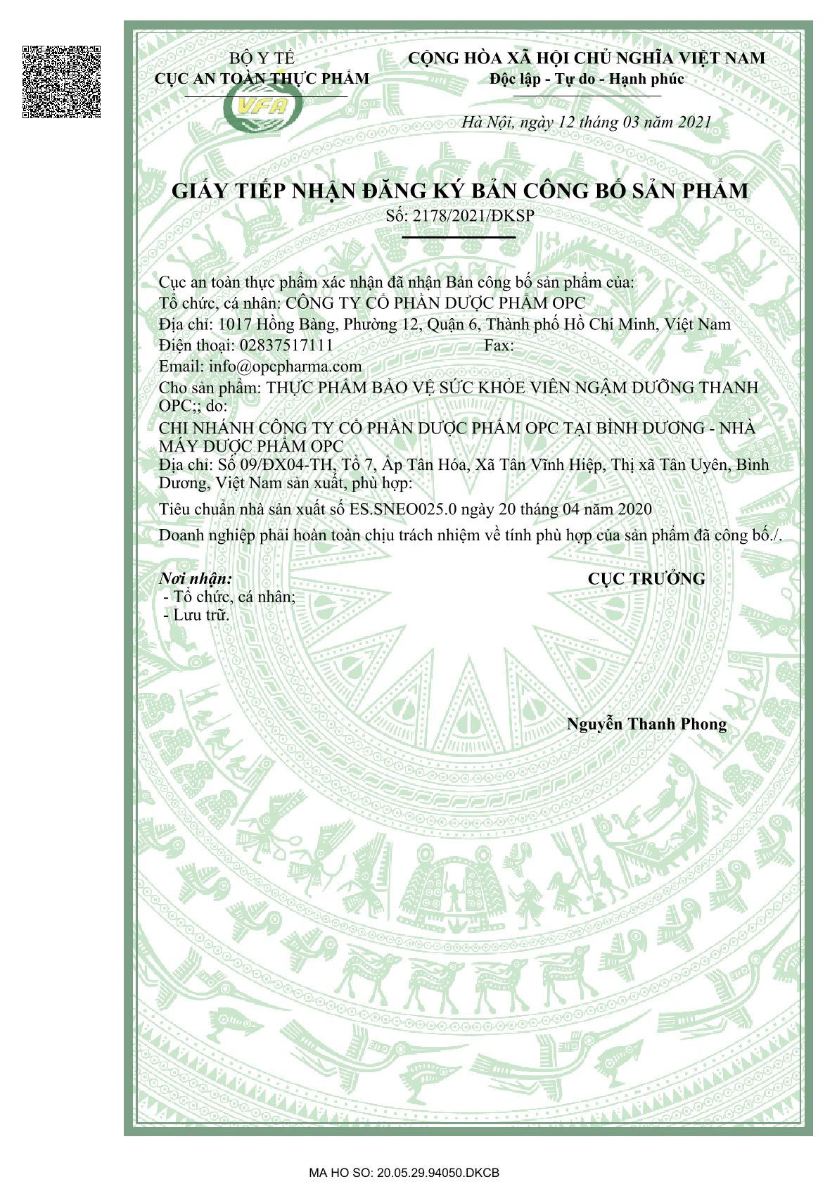 CBSP TPBVSK Viên ngậm dưỡng thanh OPC CBSP TPBVSK Viên ngậm dưỡng thanh OPC