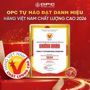 Dược OPC tiếp tục được người tiêu dùng bình chọn Danh Hiệu Hàng Việt Nam Chất Lượng Cao 2026