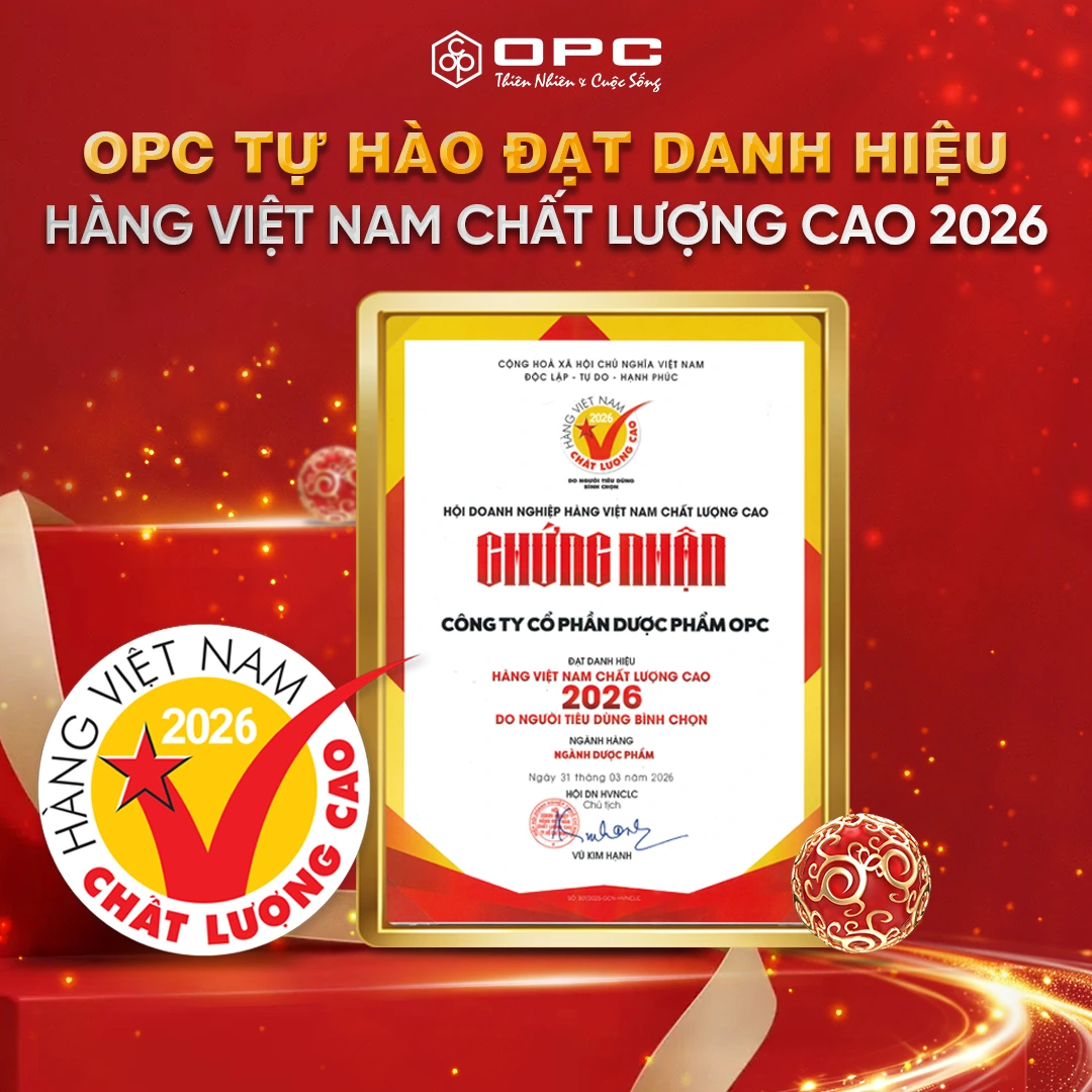 Dược OPC tiếp tục được người tiêu dùng bình chọn Danh Hiệu Hàng Việt Nam Chất Lượng Cao 2026