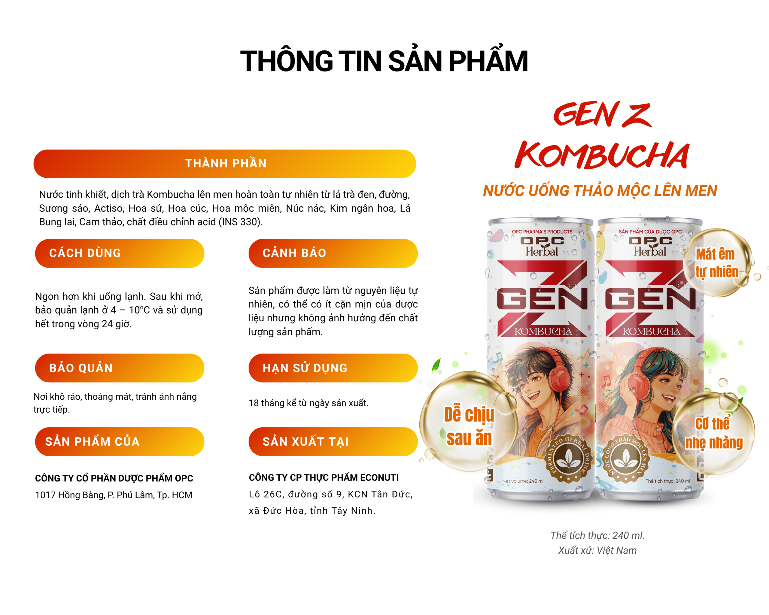 GEN Z KOMBUCHA thông tin sản phẩm