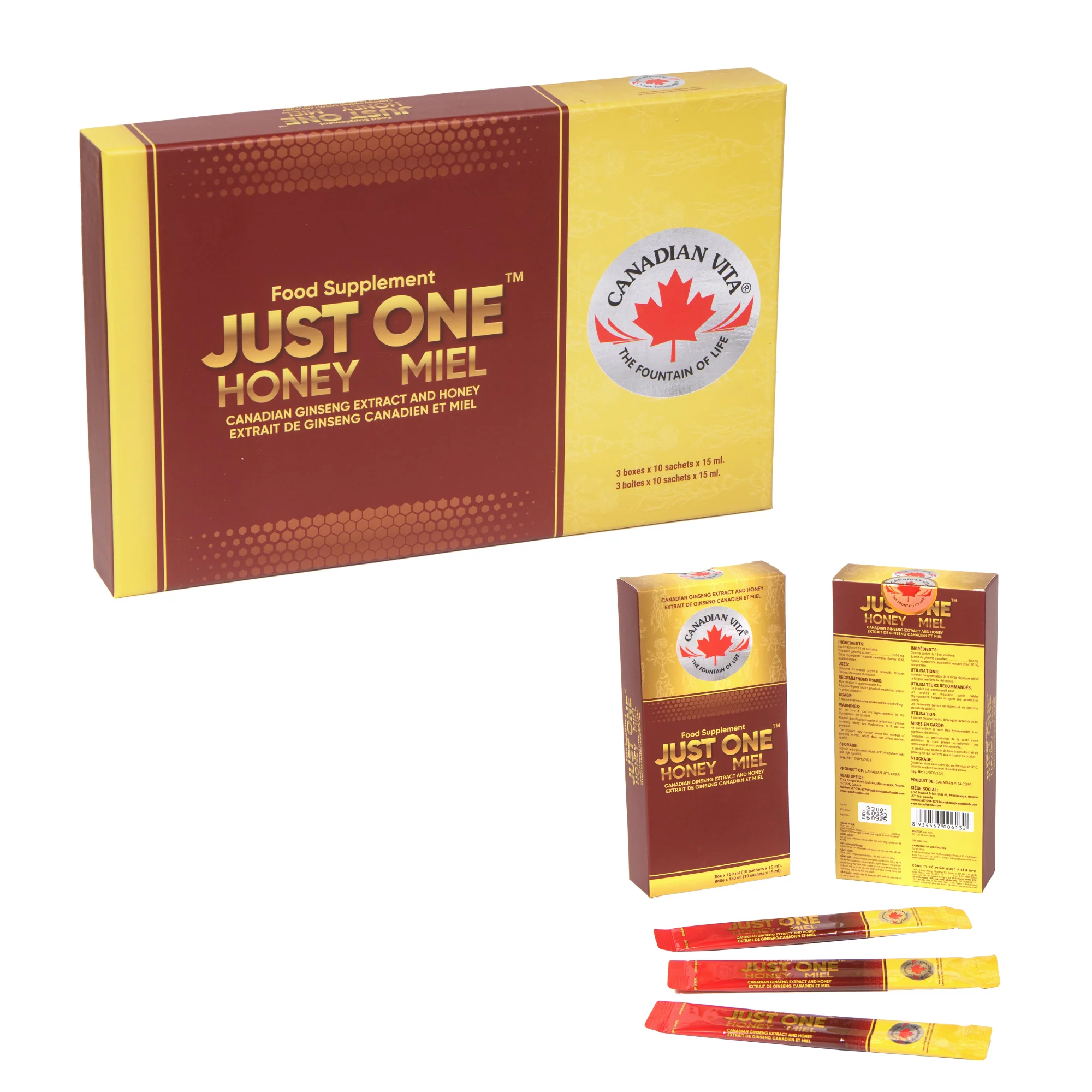 Just one candian ginseng extract honey miel Just one candian ginseng extract honey miel